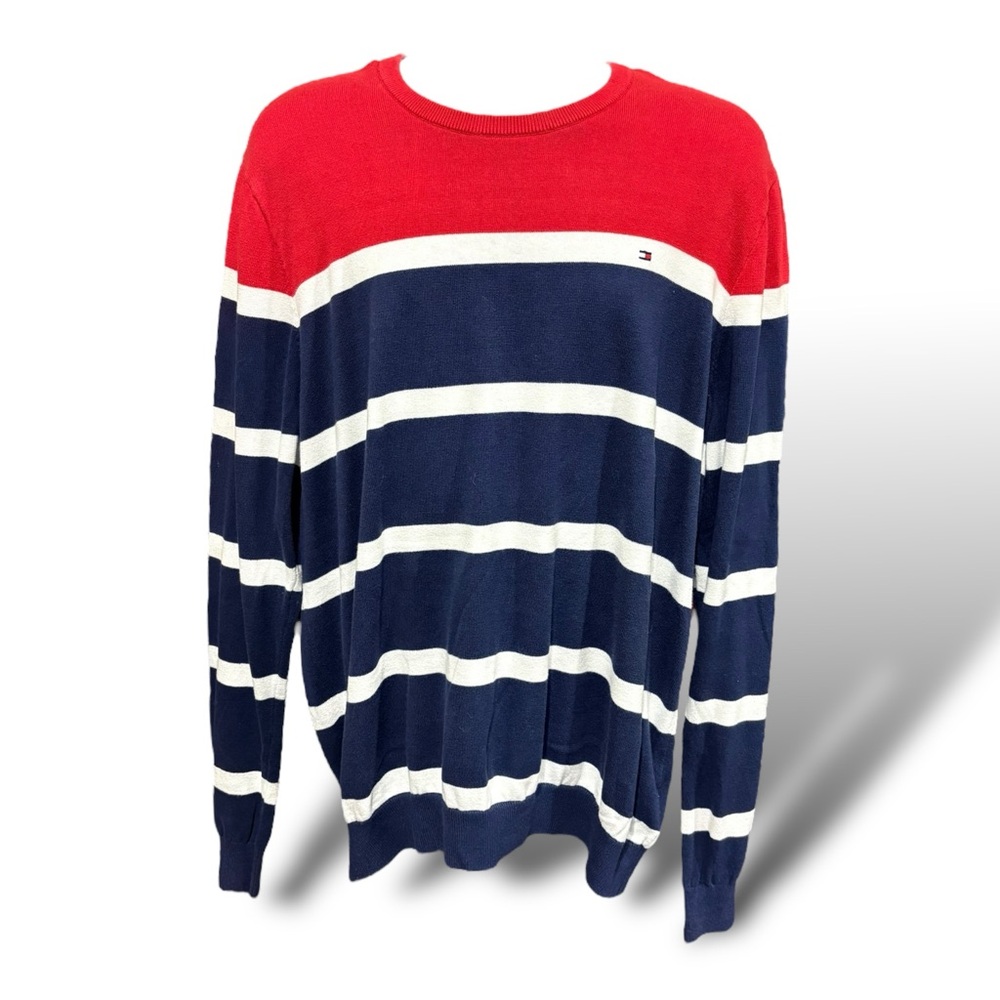 Sweater - Tommy Hilfiger - Stripe - Red / White / Navy Blue - Mens XXL / TTG/XXG